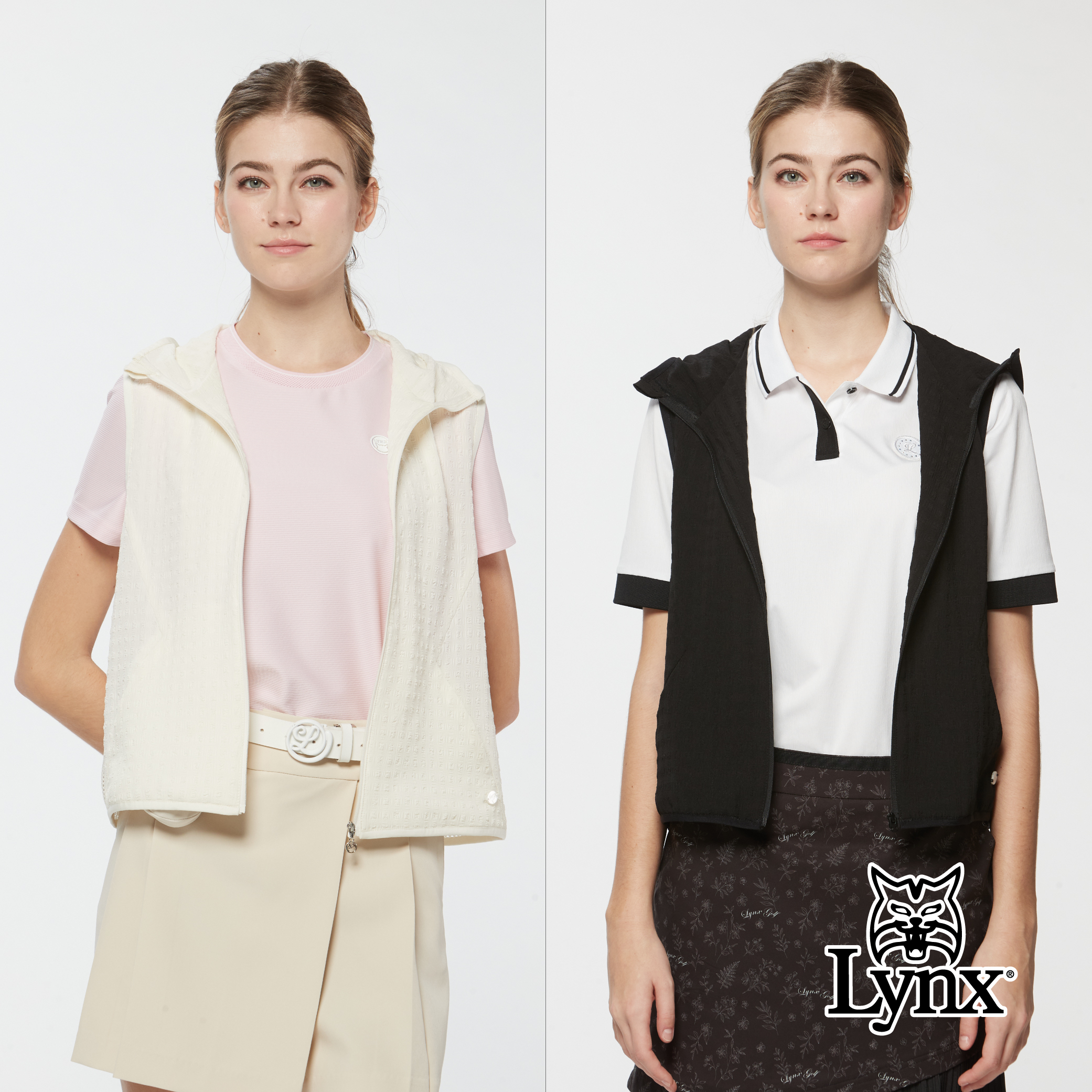 女款泡泡布剪接花草網布連帽背心