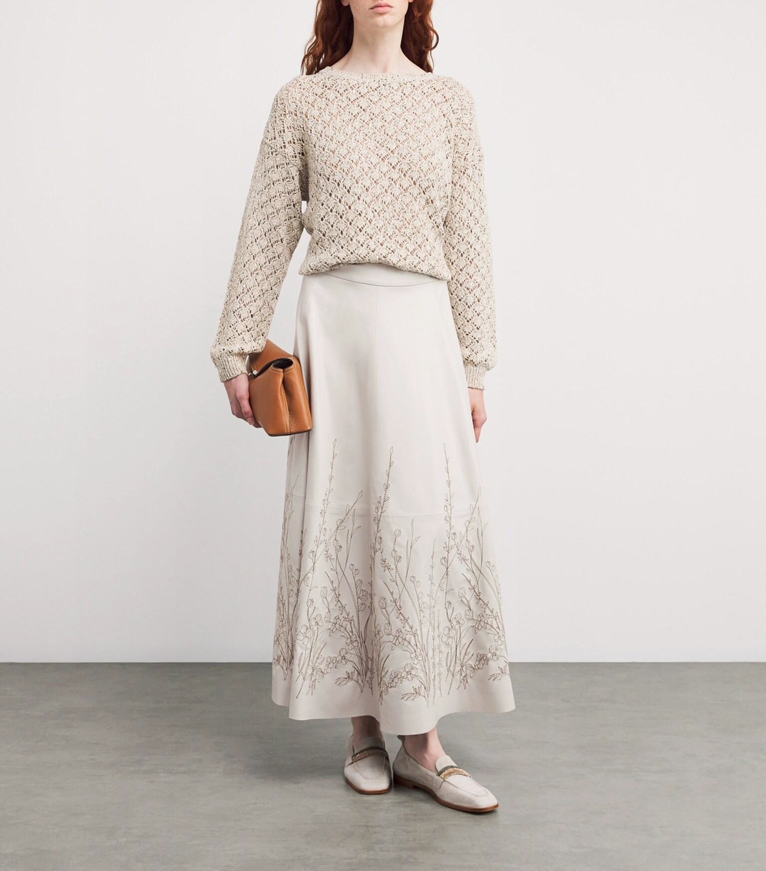 Eleventy 下擺刺繡圓裙