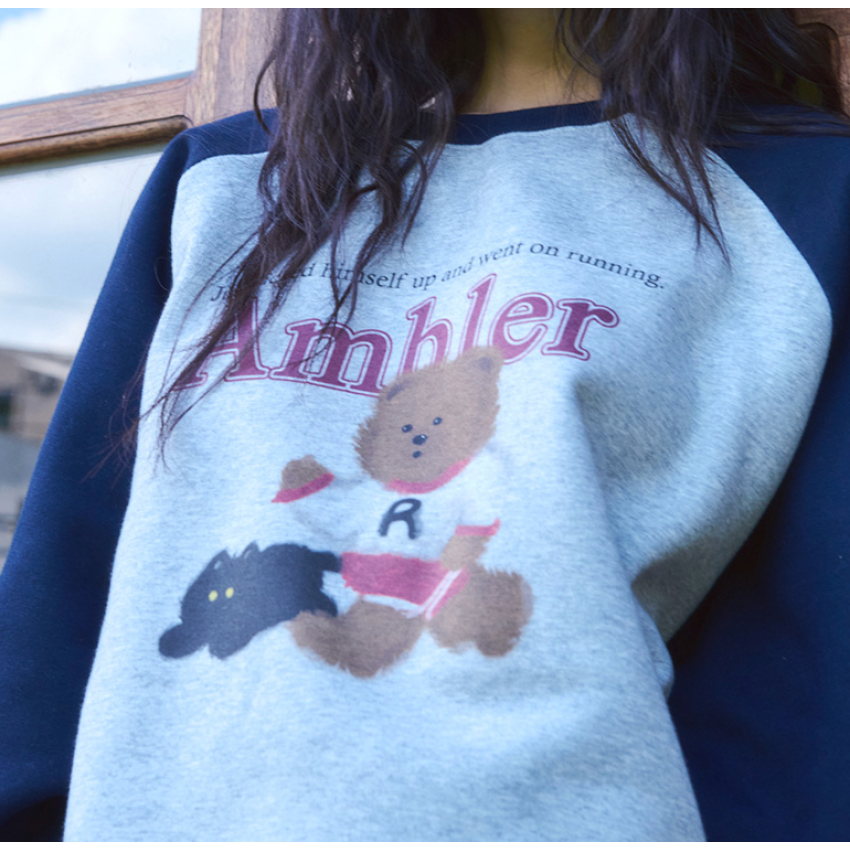 【現貨】AMBLER AMBLER 小熊撞色大學T 2色 AMM1316