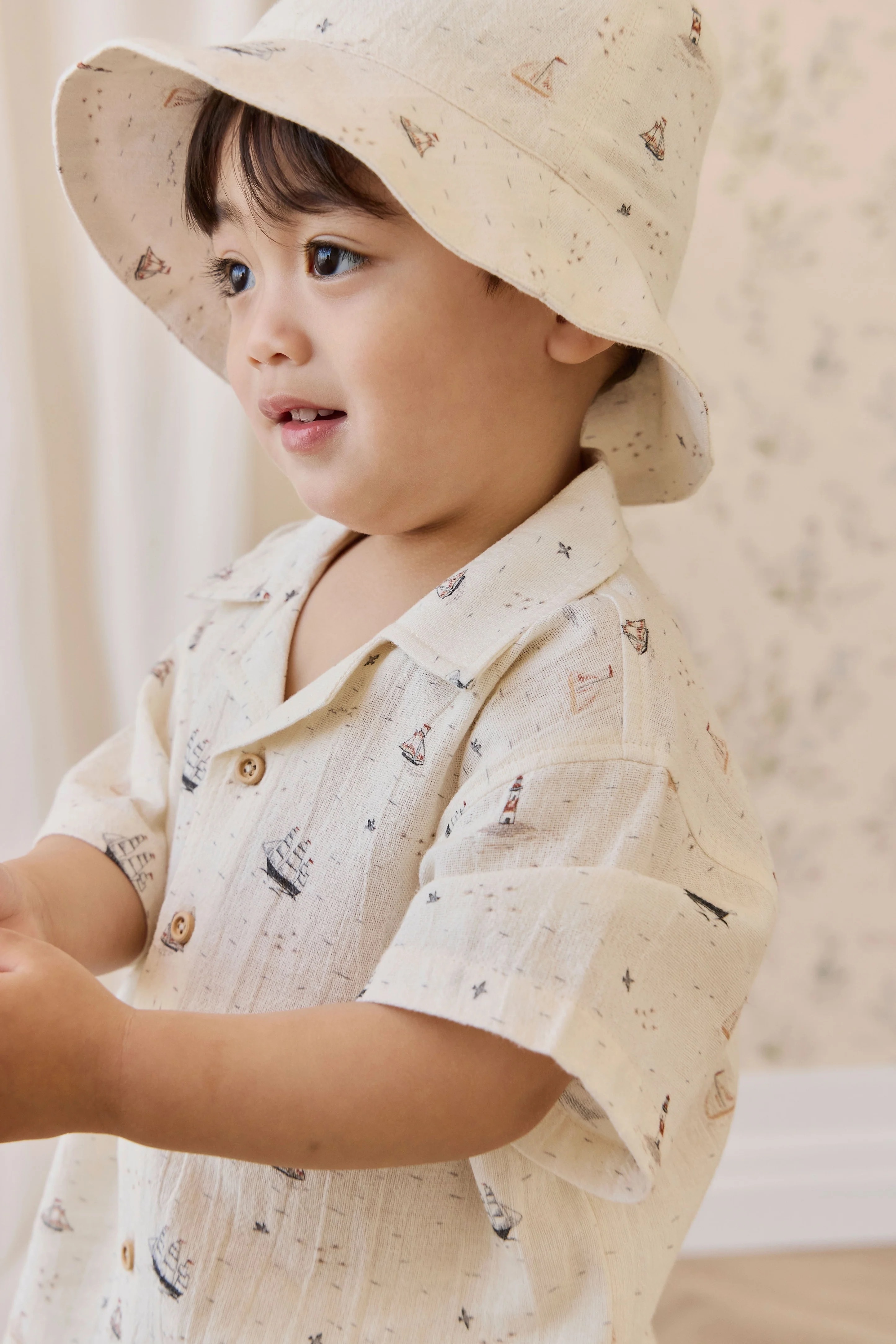 【預購】JAMIE KAY -Organic Cotton Woven Bucket Hat（Sailing Day）
