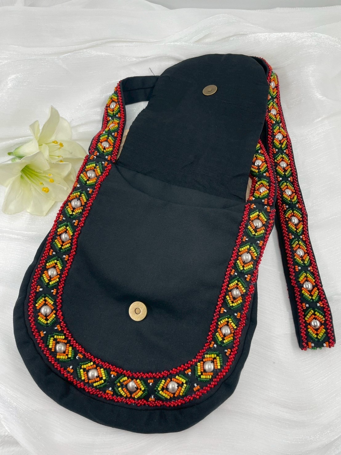 黑No.16珠繡肩背包寬22深24長120