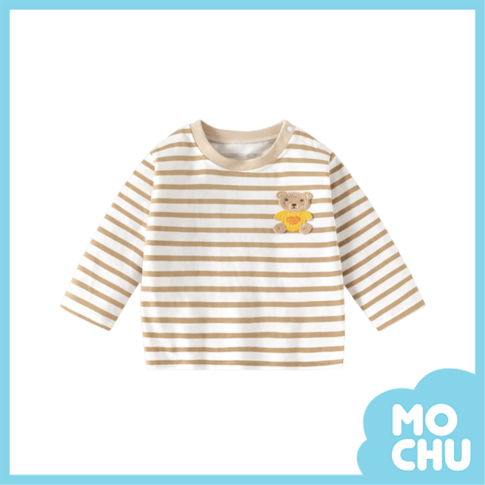 咖色條紋熊長袖上衣