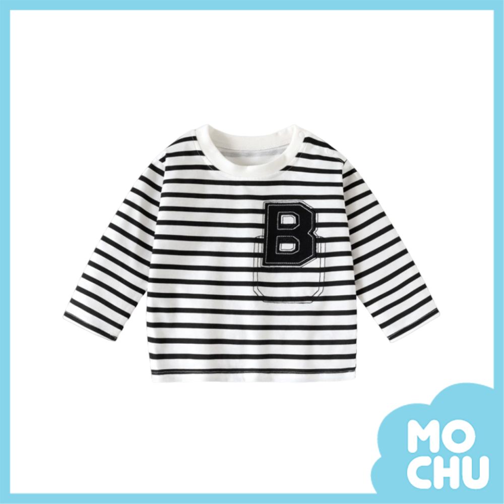 黑白條B字長袖上衣