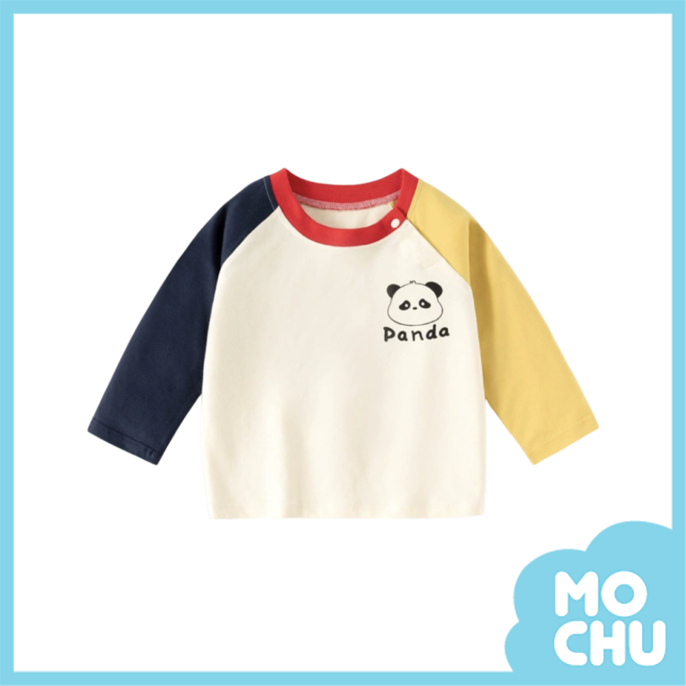 拼接袖熊貓長袖上衣