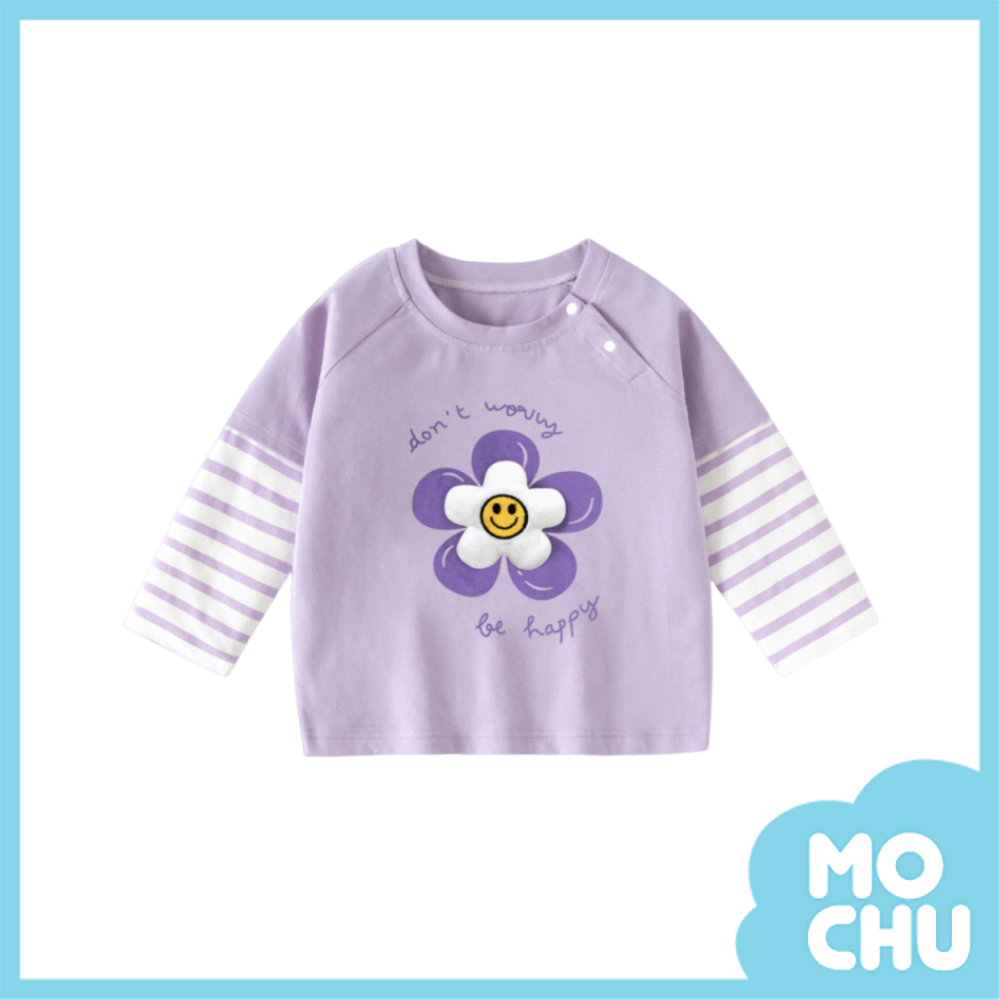 紫色花朵長袖上衣