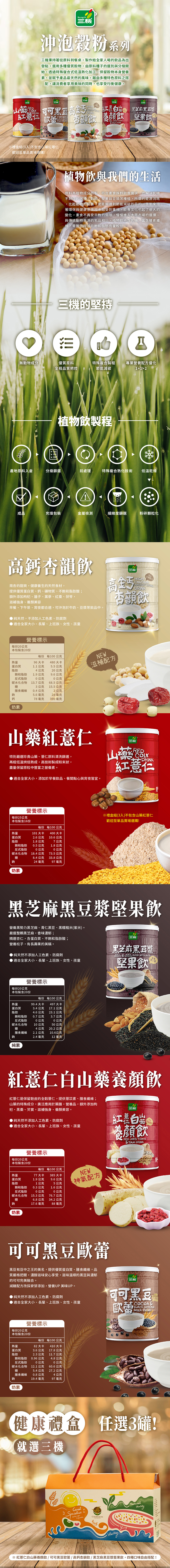 三機食品 黑芝麻黑豆漿堅果飲 即沖即飲 銀髮友善