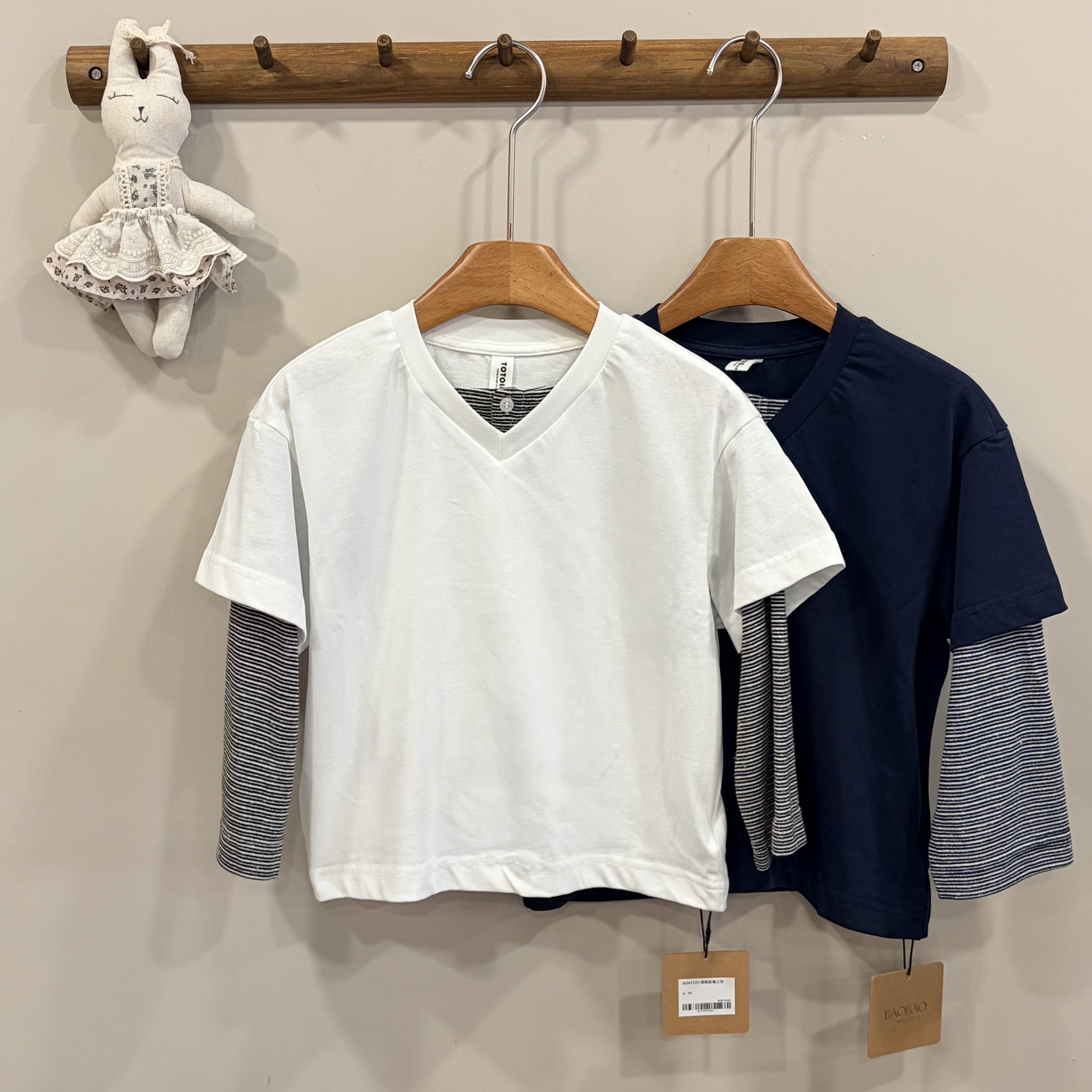 A04172V領條紋袖上衣