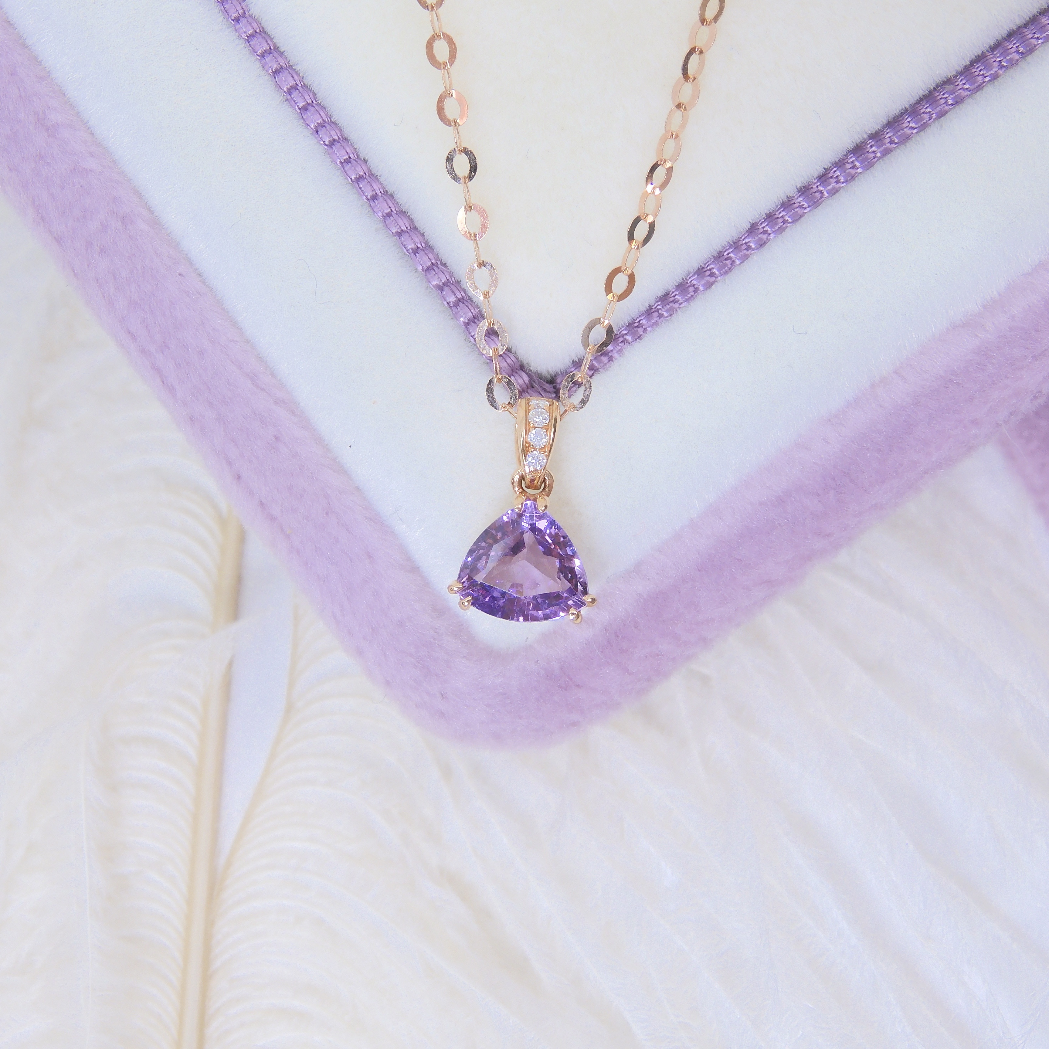 18K金 0.76ct 紫色藍寶石項鏈