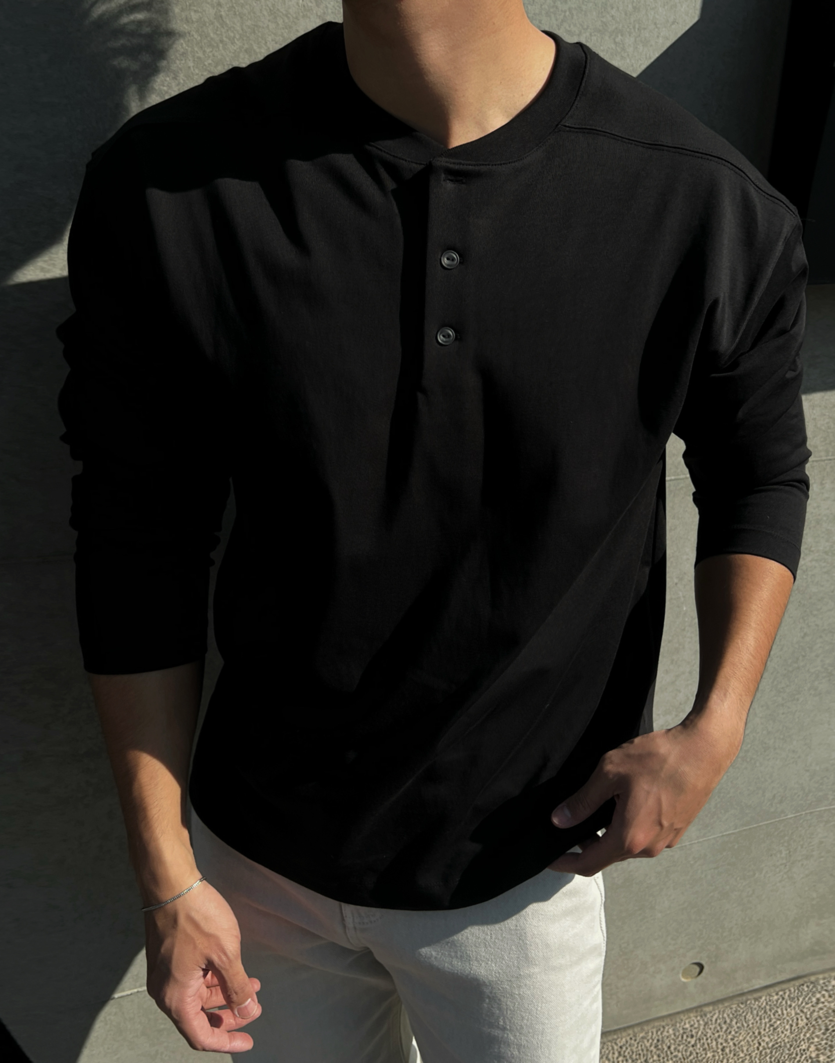 [1atm] 專利棉™ 柔感亨利領長T