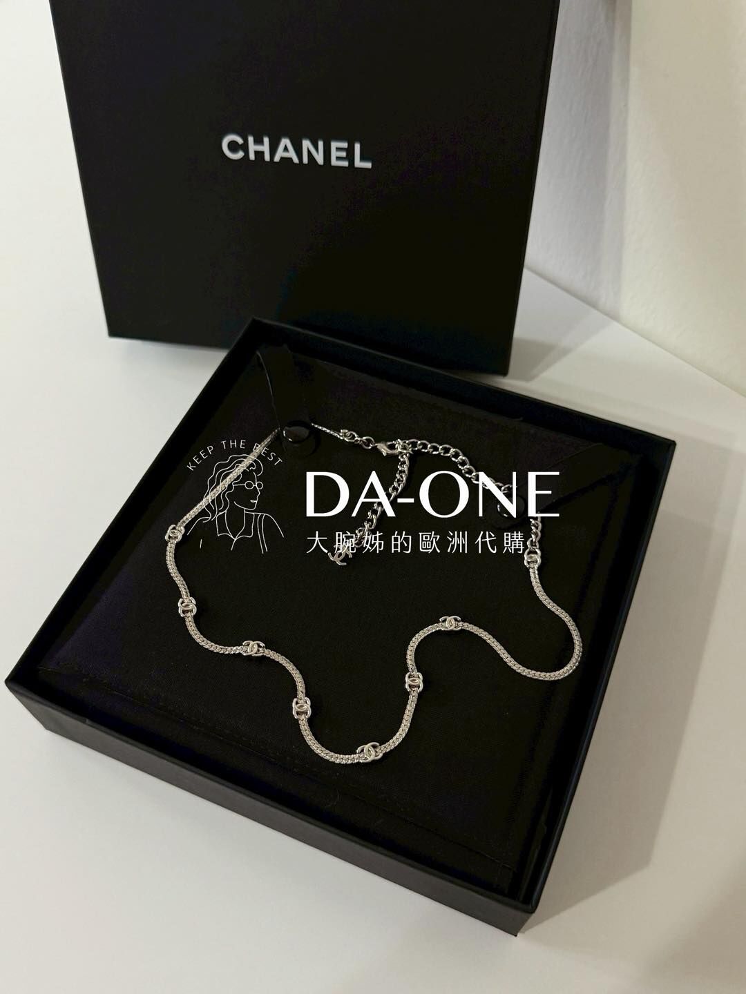 CHANEL 七花銀項鍊