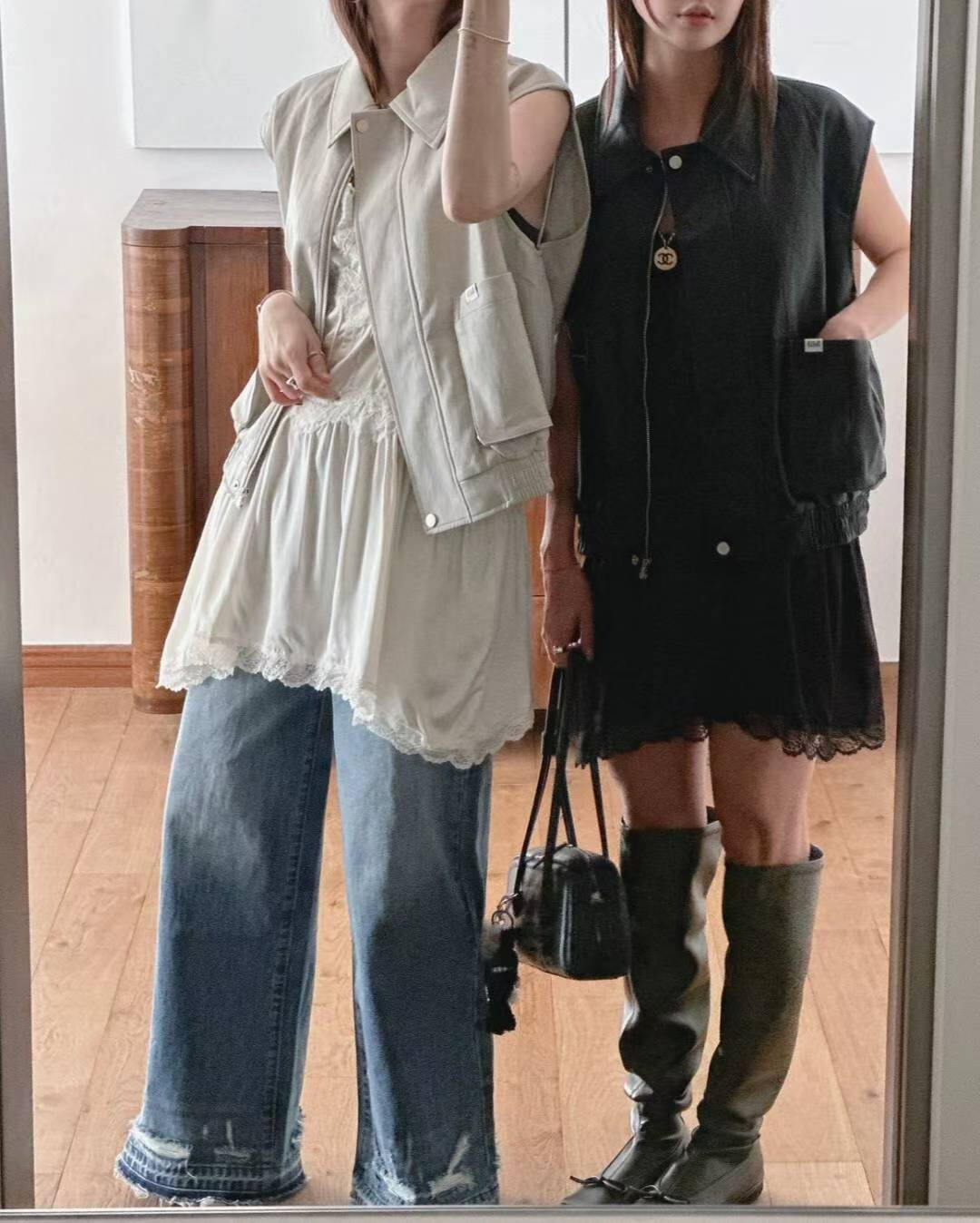 雙口袋皮革背心馬甲