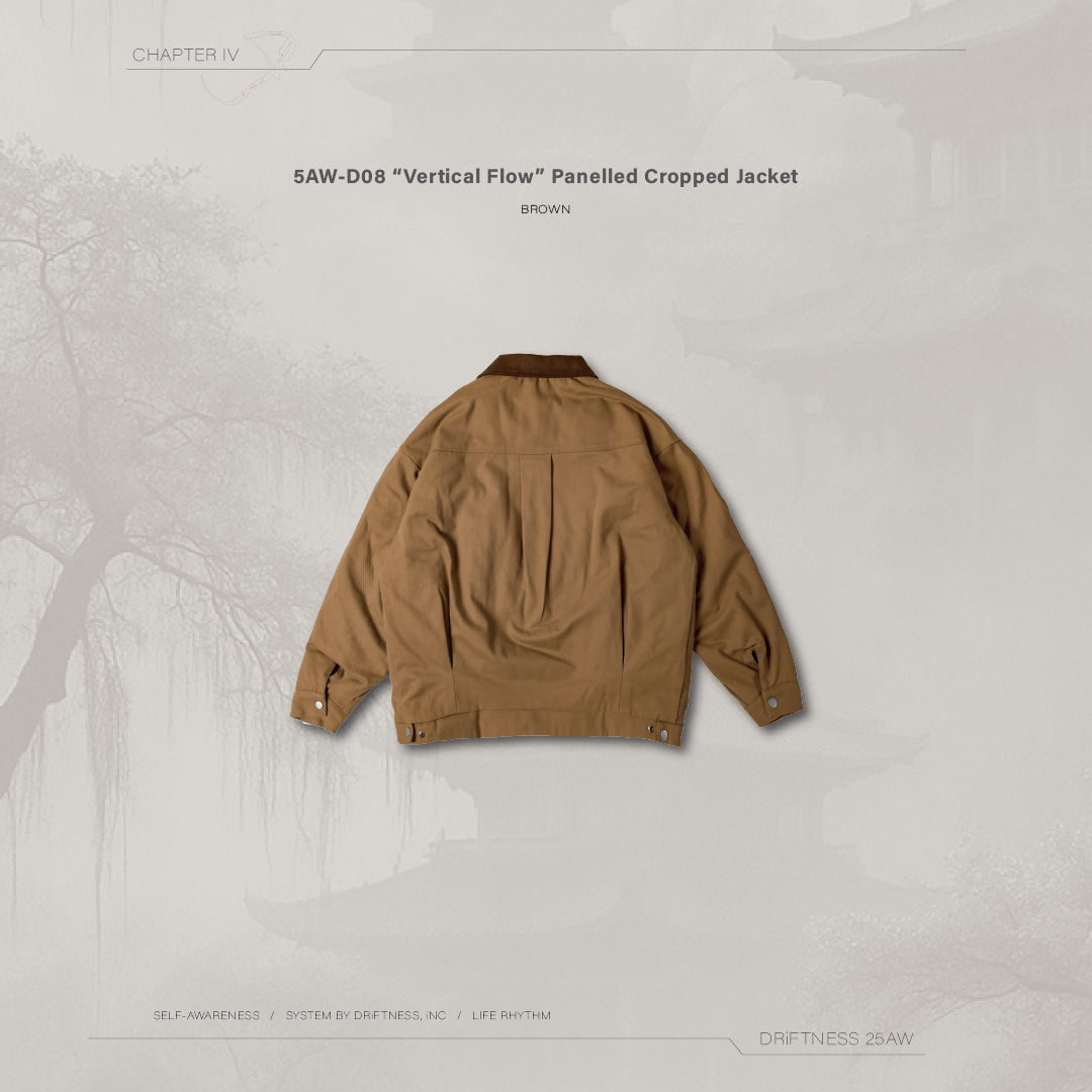 DRiFTNESS｜5AW-D08 "Vertical Flow"  拼接流線短版外套 - Brown