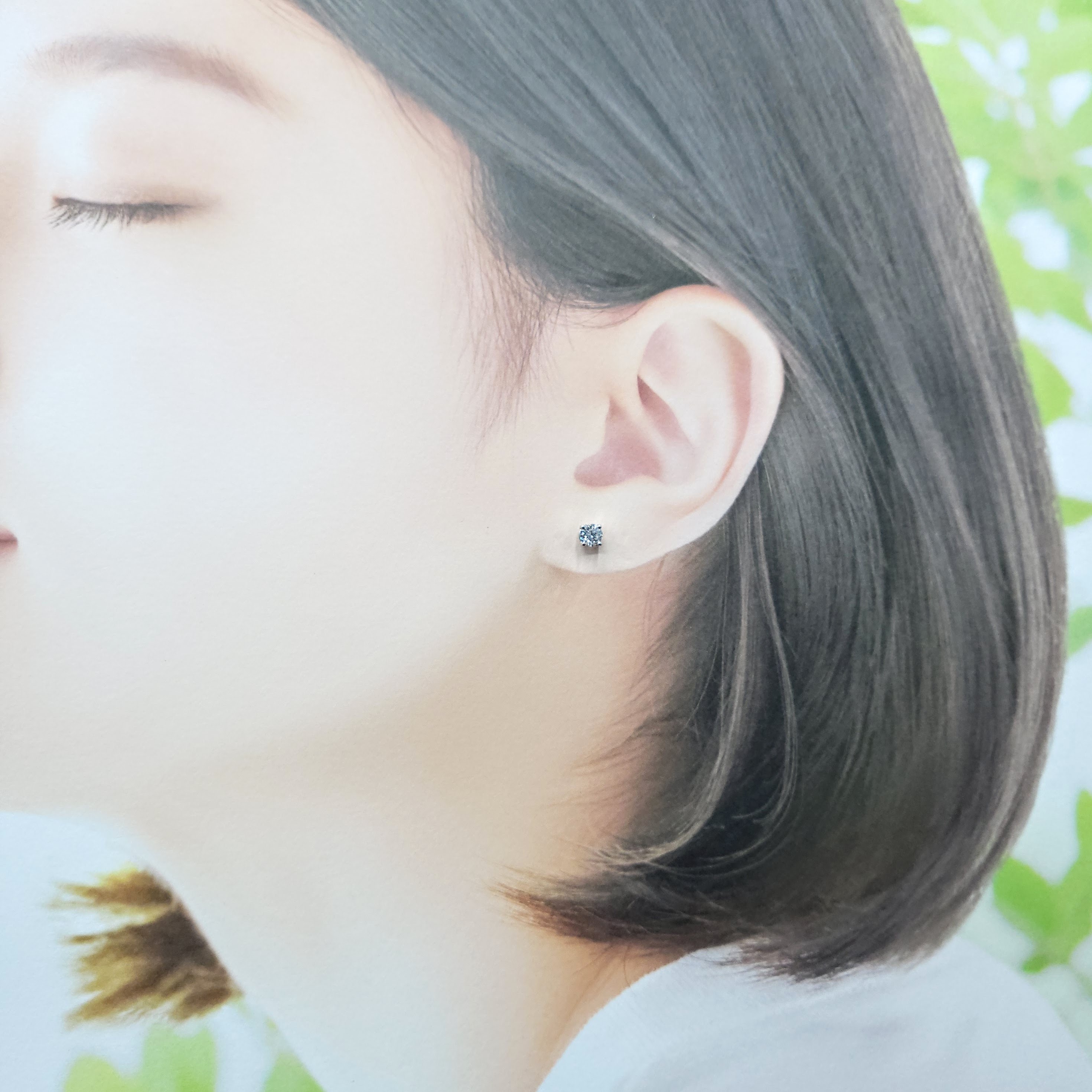 全新18K白金【主石55份鑽石】4爪耳環