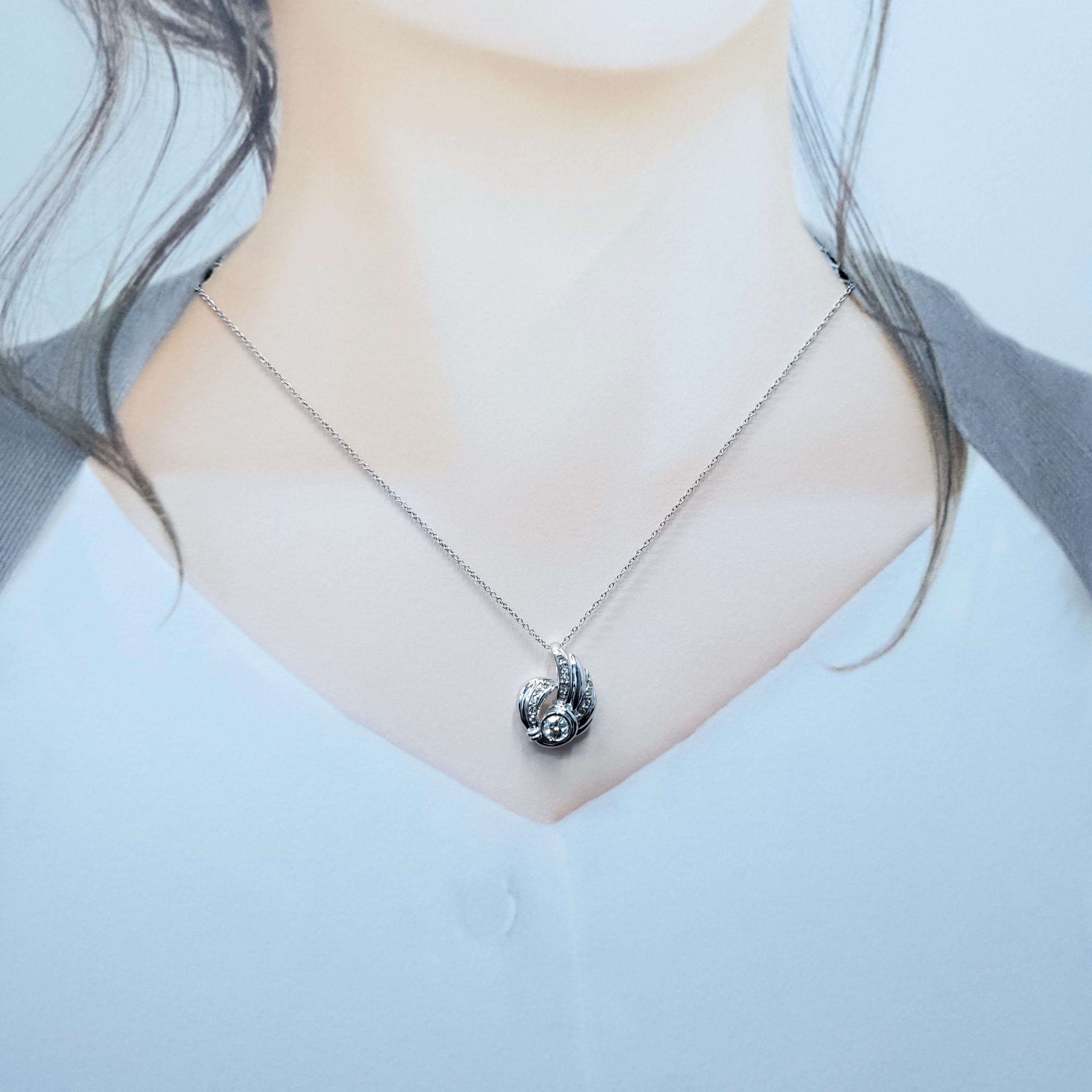 全新18K白金43份鑽石吊墜