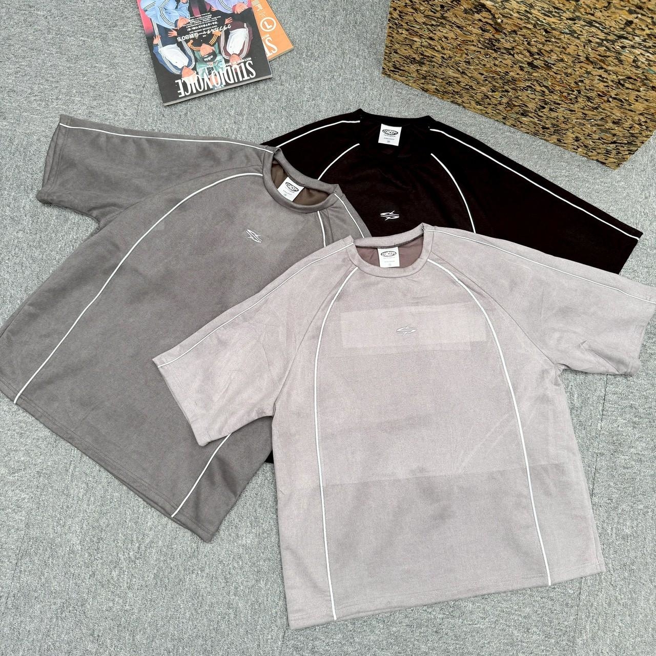 銀膠圖標織帶麂皮短T 18953