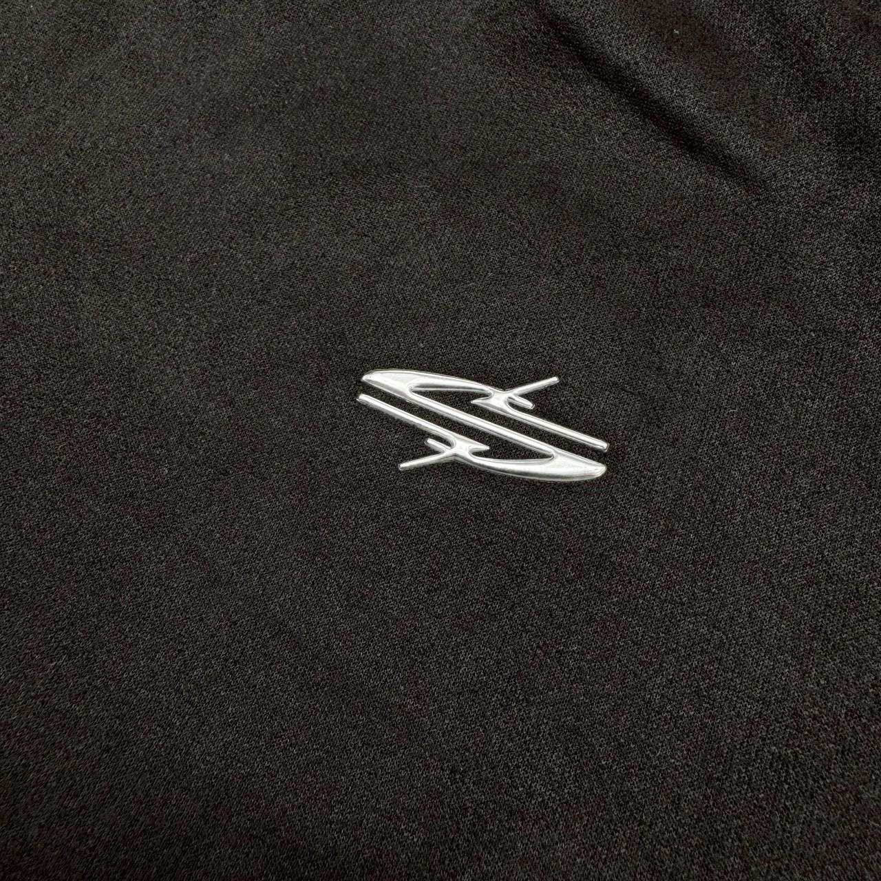 銀膠圖標織帶麂皮短T 18953