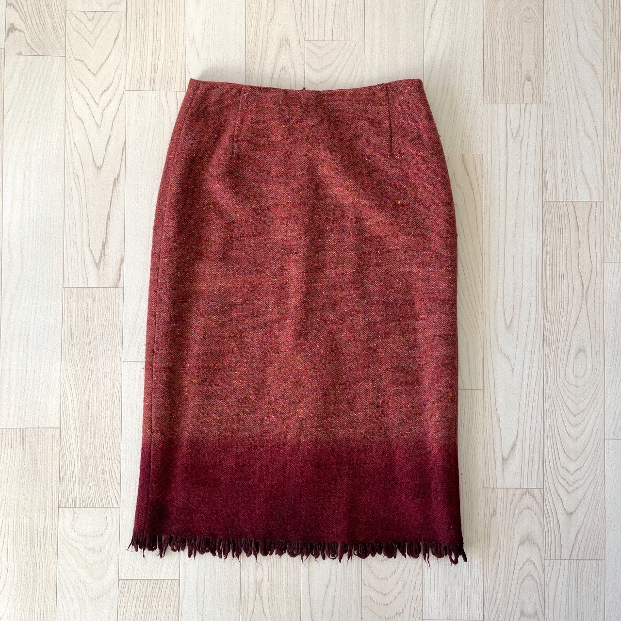 紅色漸變流蘇羊毛半裙