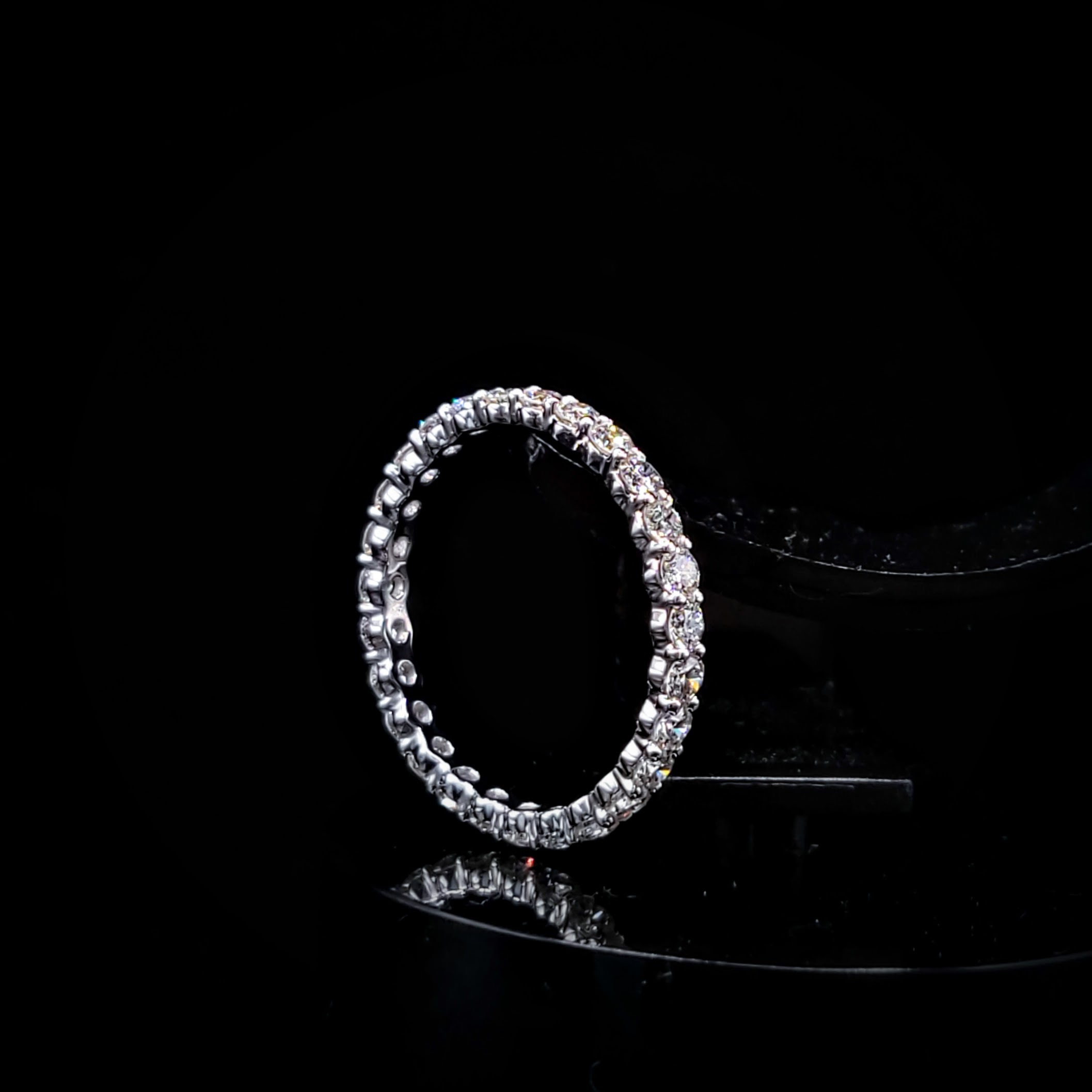 全新18K白金1卡5份鑽石全圈戒指