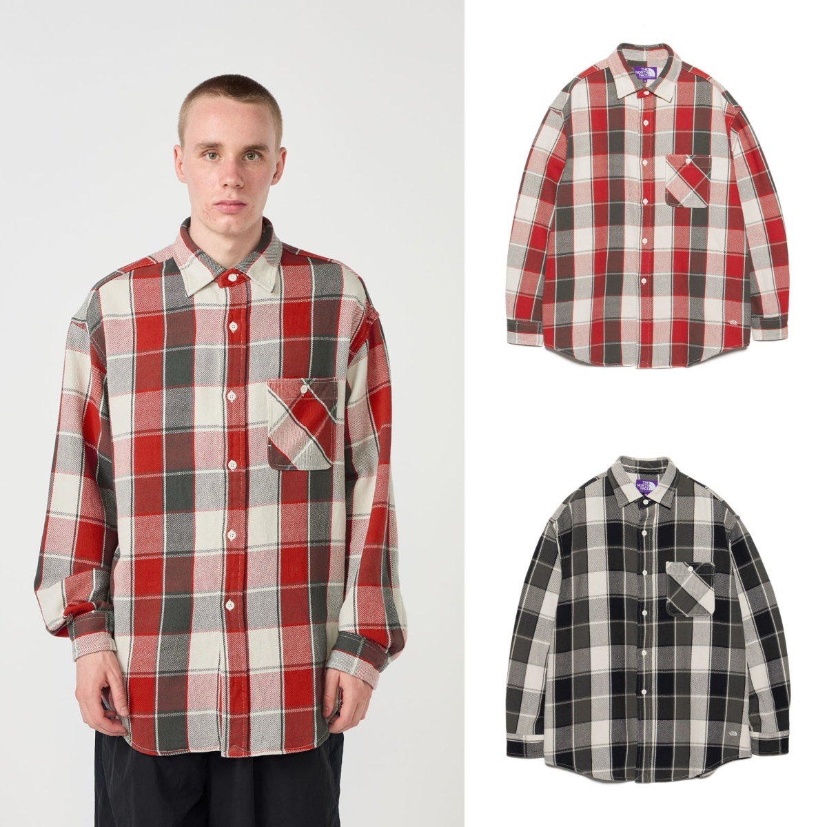 預購┃日本 TNF 紫標 Flannel Plaid Field Shirt 法蘭絨 格紋 襯衫