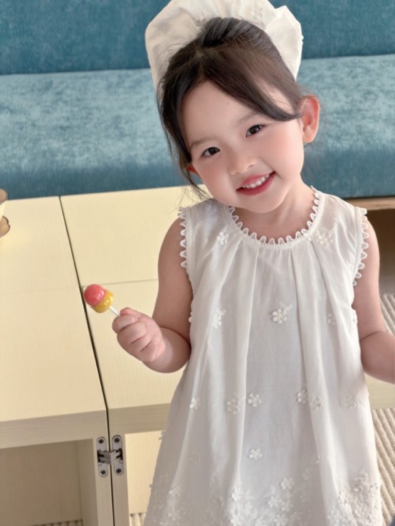 緹花無袖洋裝|含髮圈