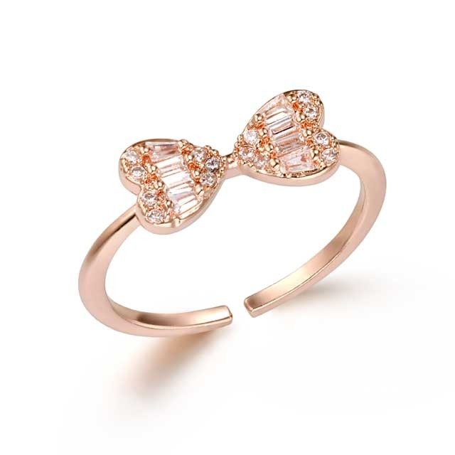 HKAG0213-028 하트리본 큐빅 포인트 반지 C24RB095 15호 (A28)