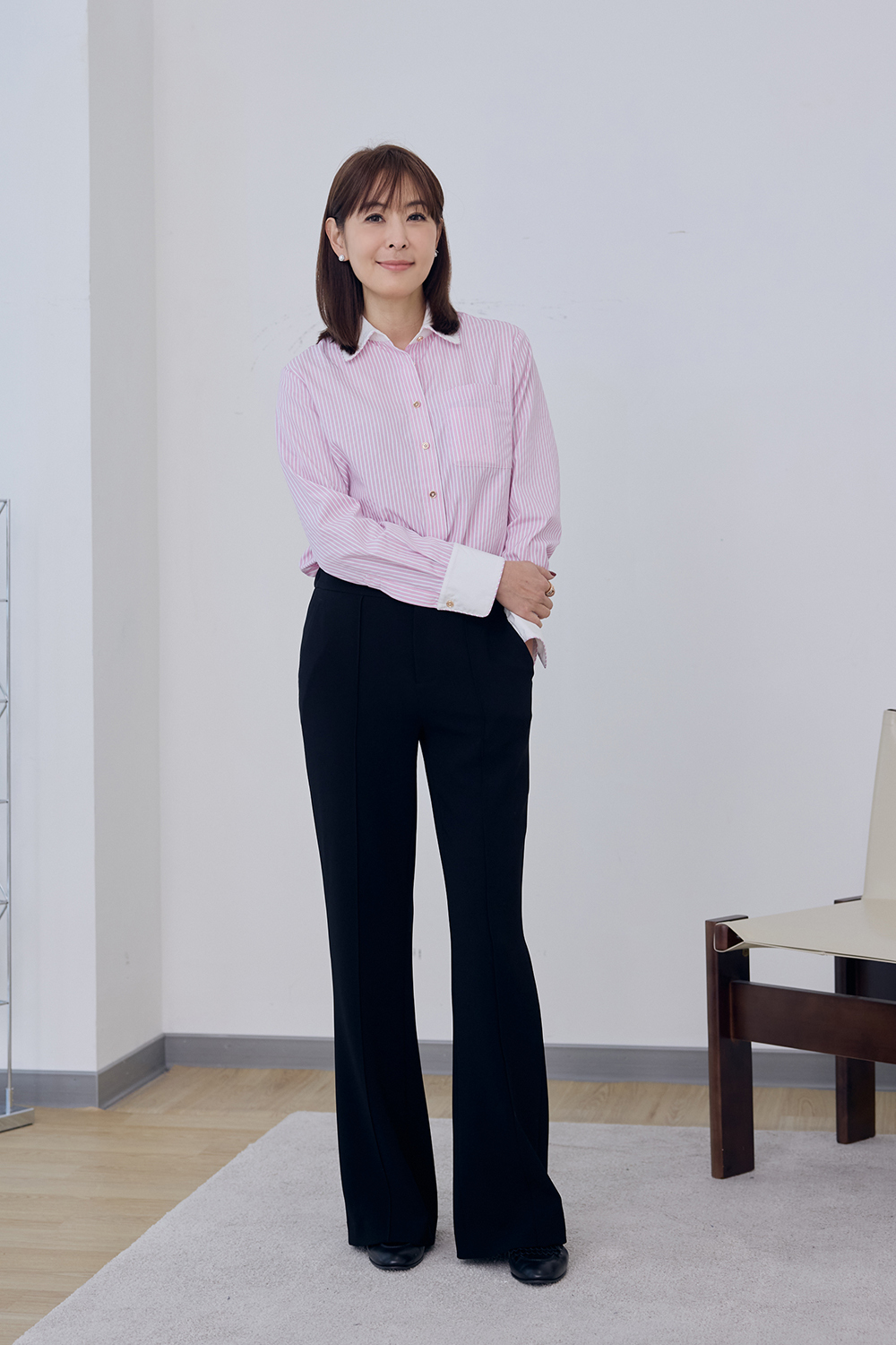CH聯名系列-職場女神三醋酸喇叭西裝褲