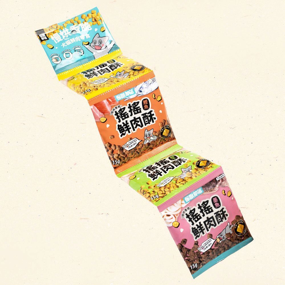 怪獸部落｜慢烘搖搖鮮肉酥四連串包 搖搖鮮肉酥 犬貓零食