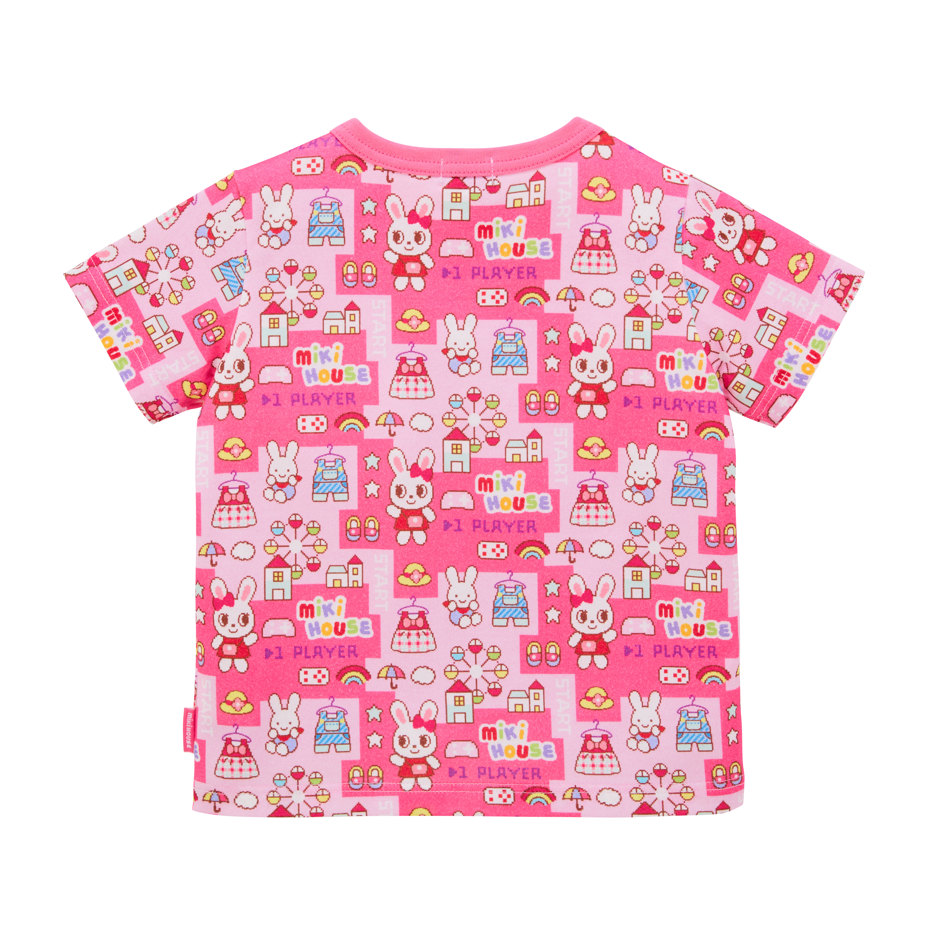 舞颯兔滿版像素風遊戲短袖T恤-粉色