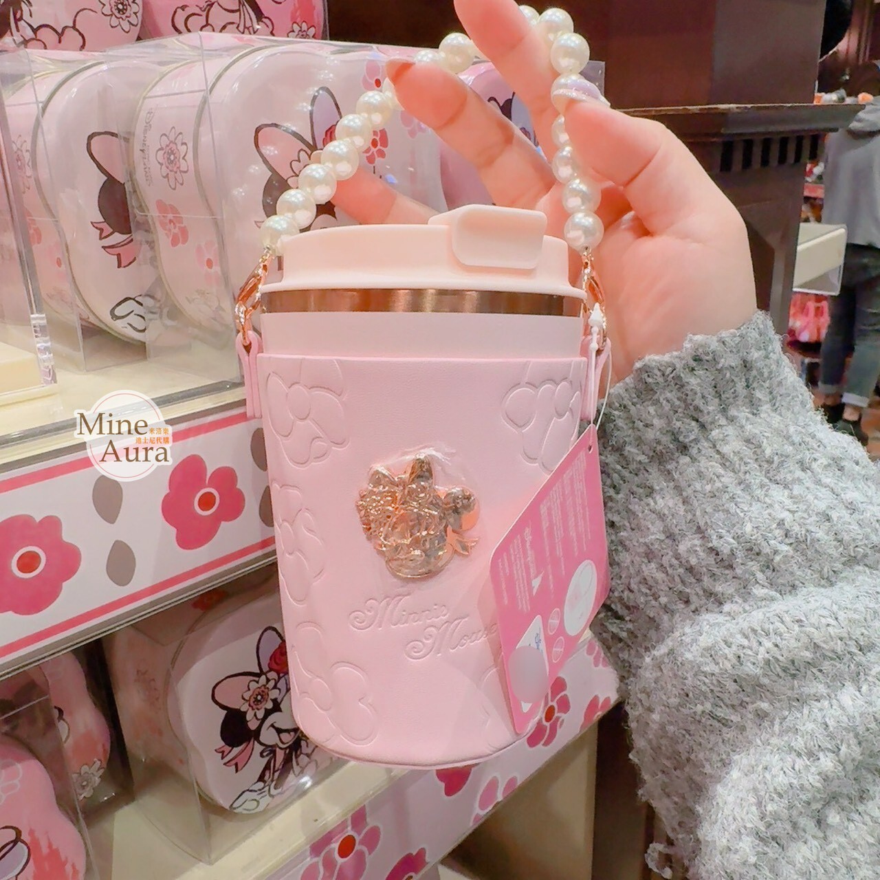 2026 春日系列 米妮 Minnie 圖案 隨身 水杯 水壺 隨行杯 + 手提杯套 -香港迪士尼樂園