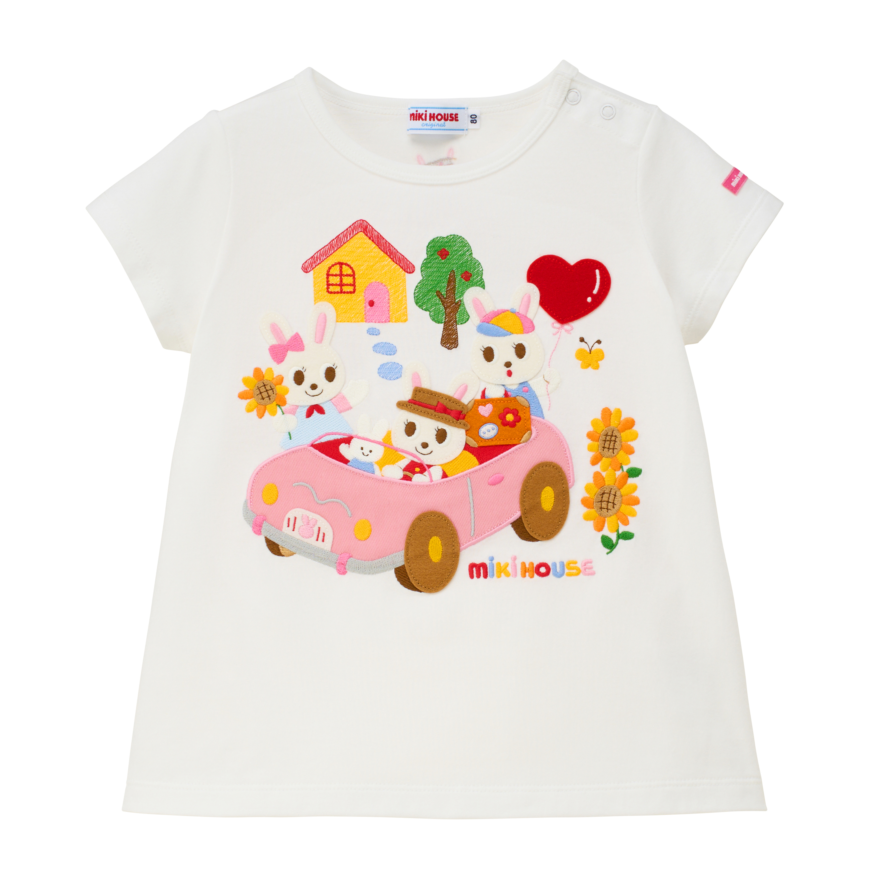 舞颯兔小汽車短袖T恤-白色