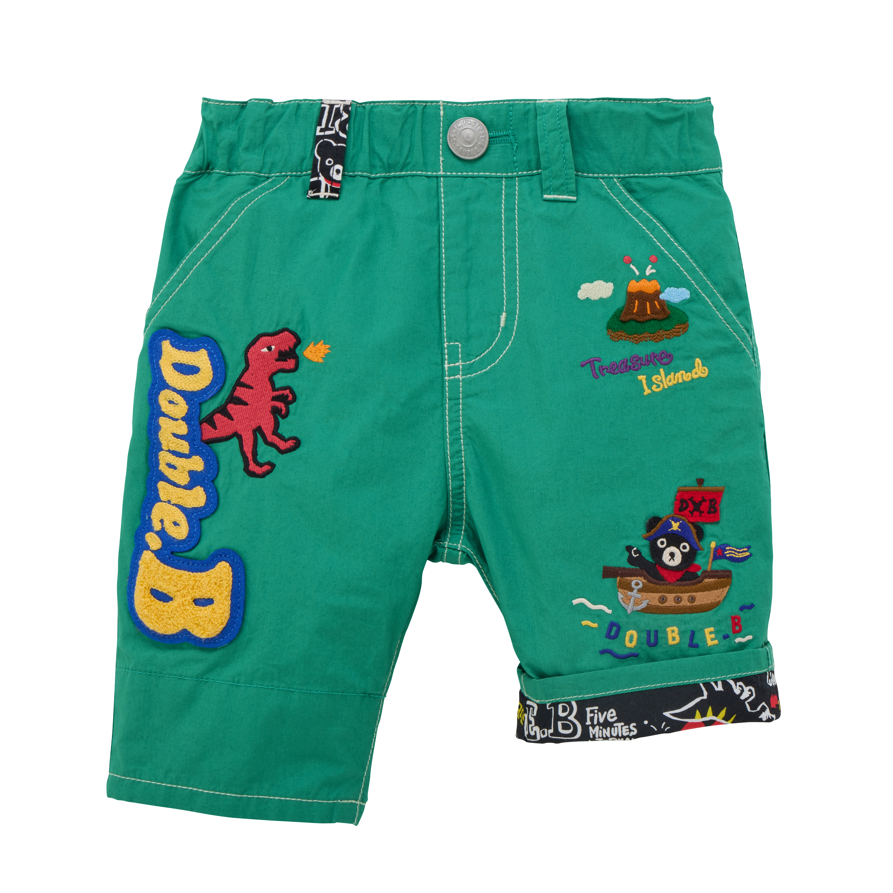 DOUBLE_B 恐龍七分褲-綠色