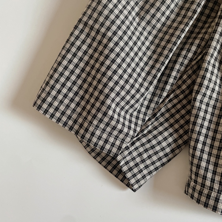 寬鬆小黑白格休閒褲