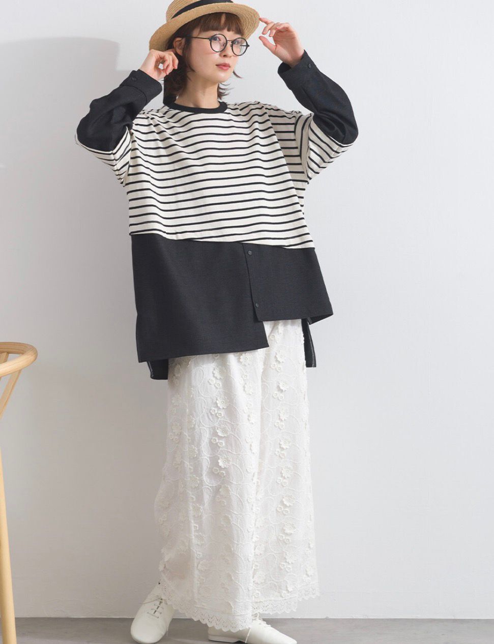 【預購】JN021301 LUPLIEN 拼接條紋上衣