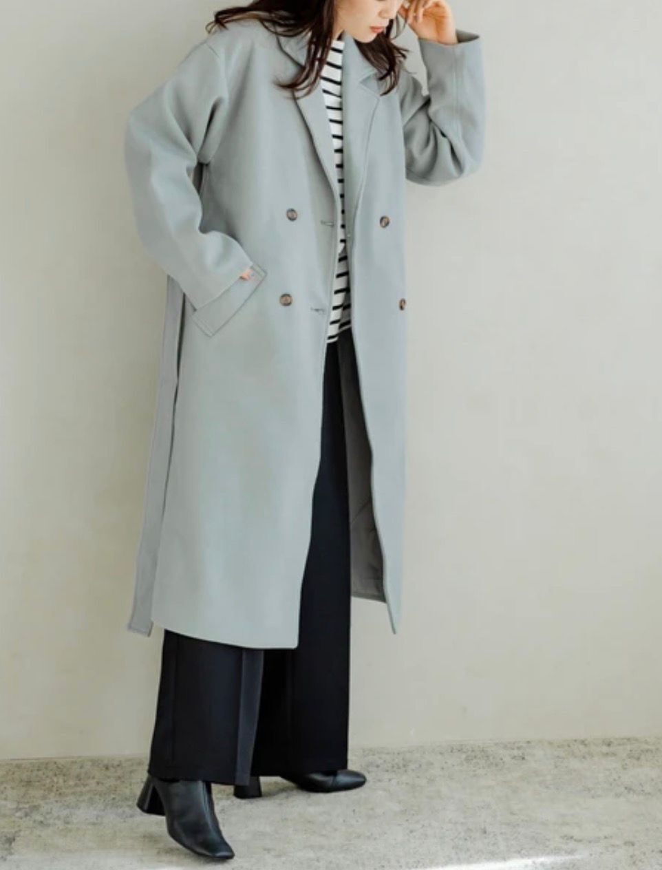 【預購】JN021305 Petit Fleur 雙排扣長版大衣