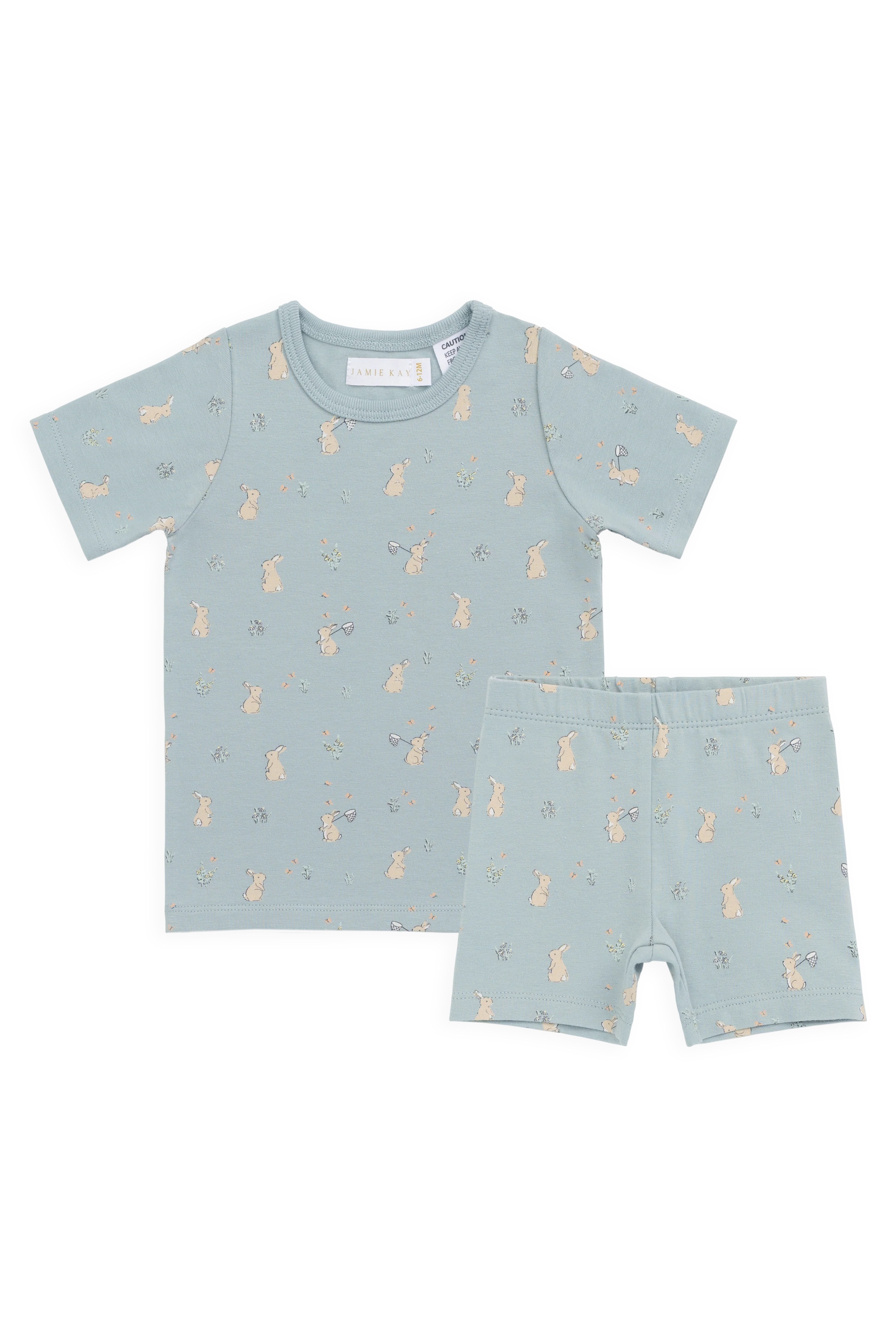 【預購】JAMIE KAY -Organic Cotton Baker Short Sleeve Pyjama Set（Lapin Jardin Blue）