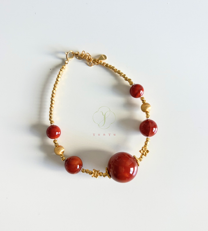 川料火焰紋南紅手鍊