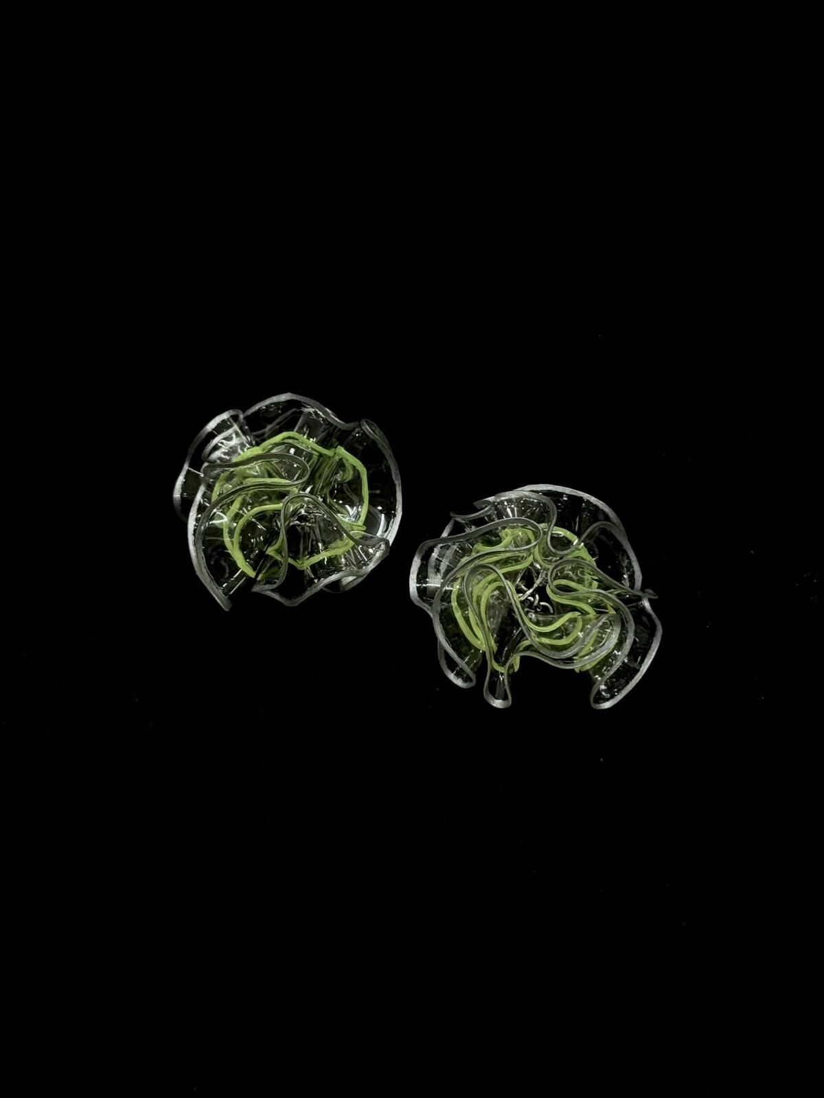 日本手作裝飾波浪花邊耳環