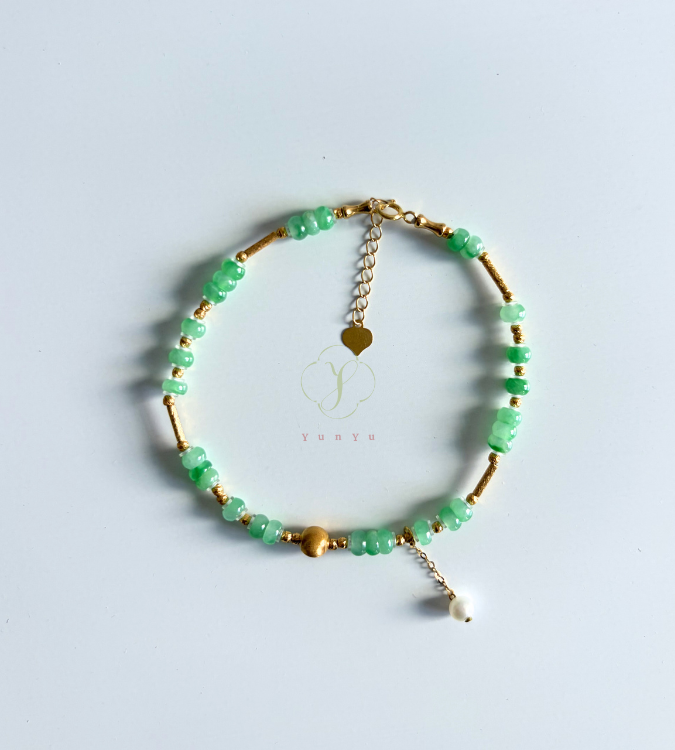 18K緬料翡翠配珍珠