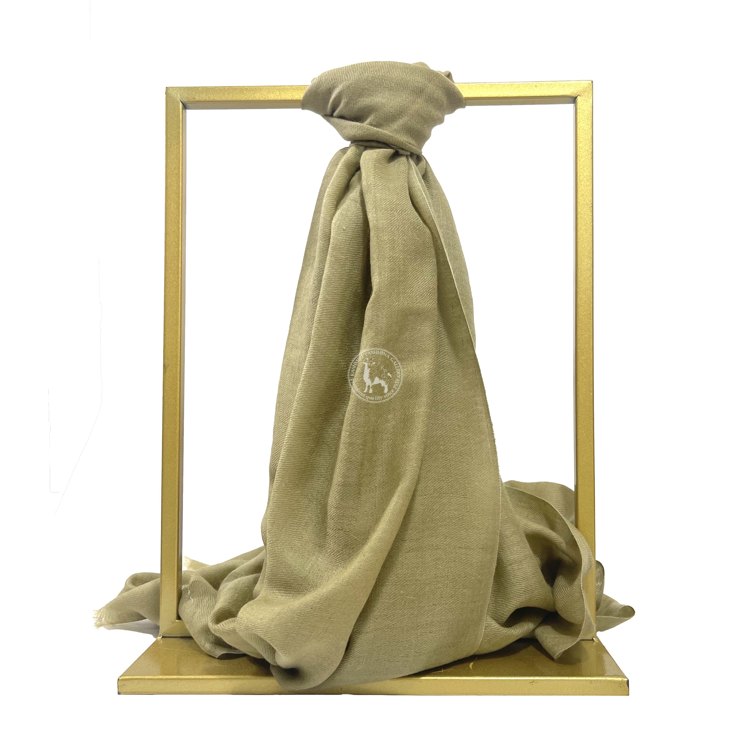 卡其色喀什米爾四層手工編織羊絨圍巾