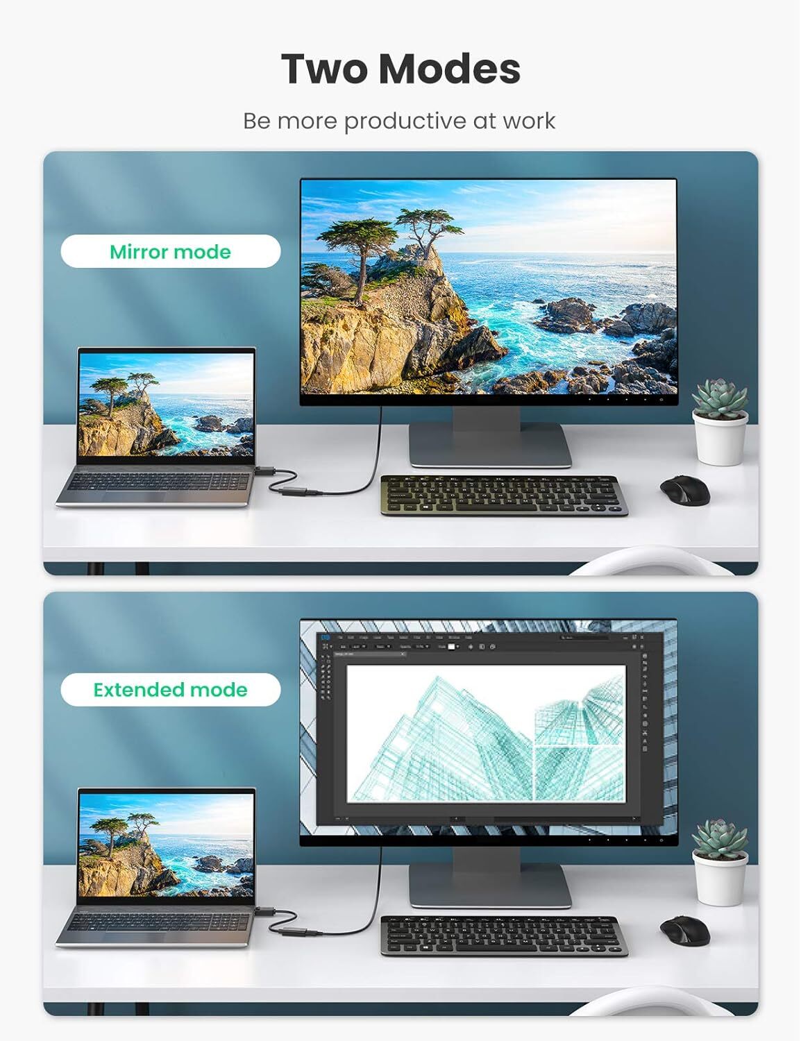 Ugreen 綠聯 DP To HDMI 轉接器 4K@60Hz (MM137-70694)