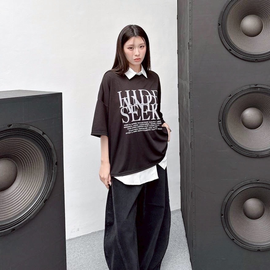 HIDE AND SEEK 3色 英文 設計 螺紋 短袖