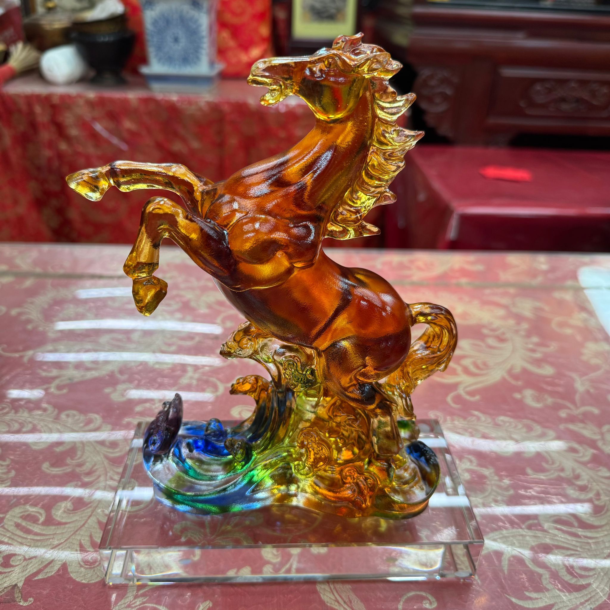 OTH-LLG0213-010 琉璃火馬追財-大23cm高(已開光)  (A10)