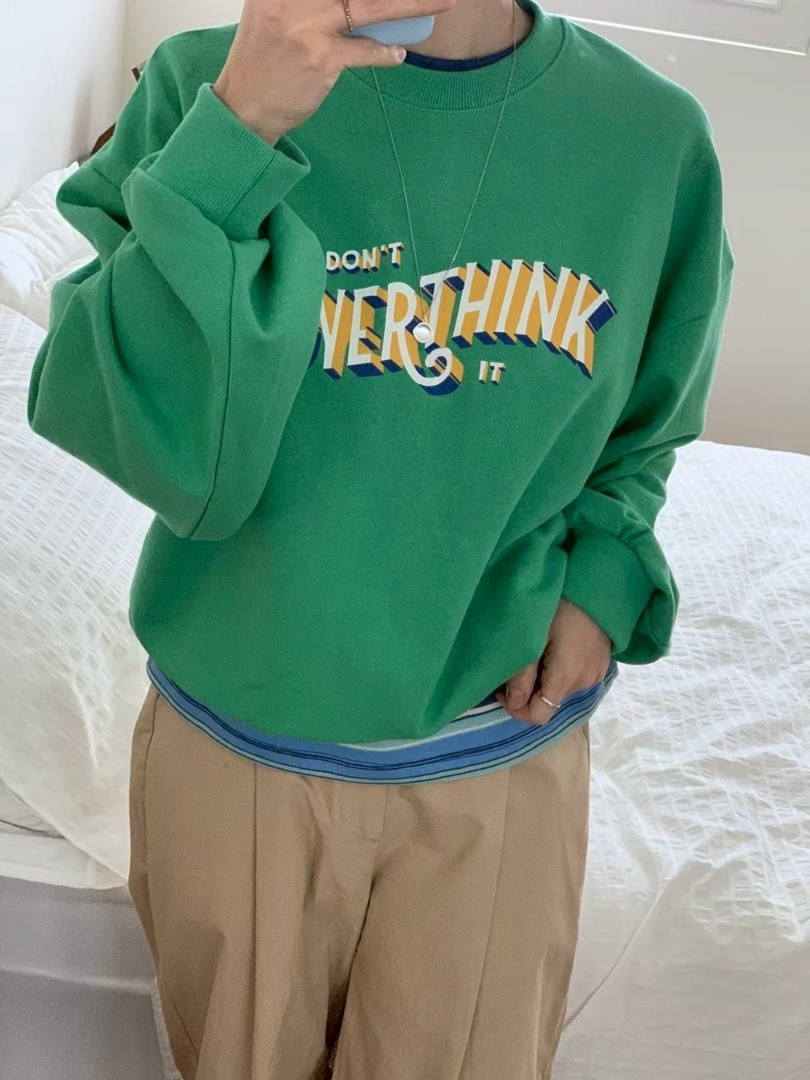 DON’T OVERTHINK 毛圈棉寬鬆顯瘦・減齡休閒長袖T