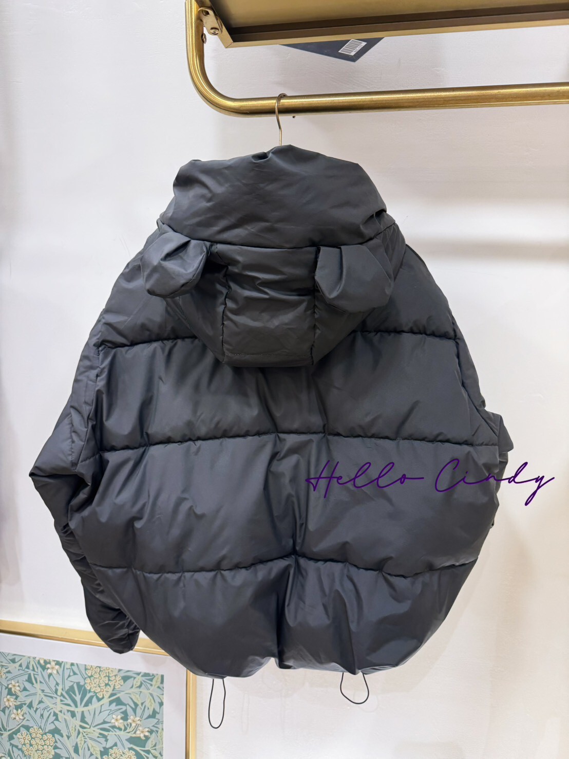 B02042 可可愛愛的熊熊帽黑色鋪棉外套