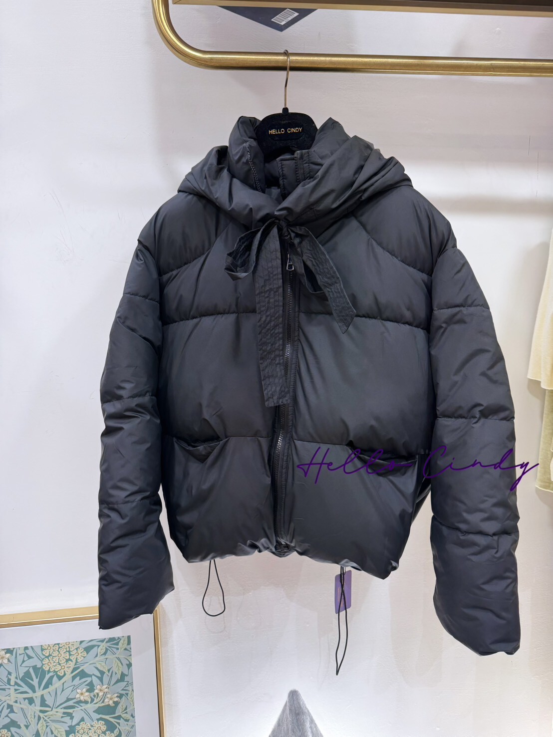 B02042 可可愛愛的熊熊帽黑色鋪棉外套