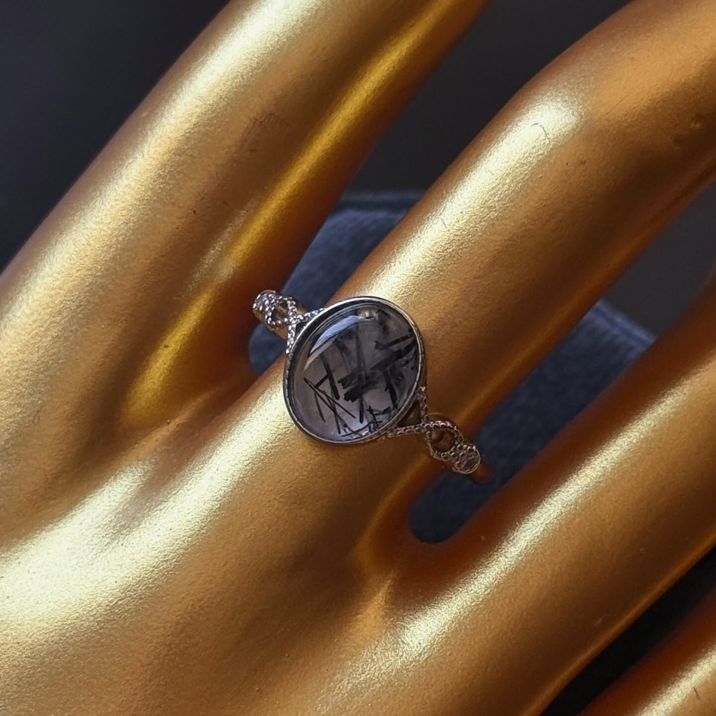 [原石] 黑髮晶碧璽 水晶戒指