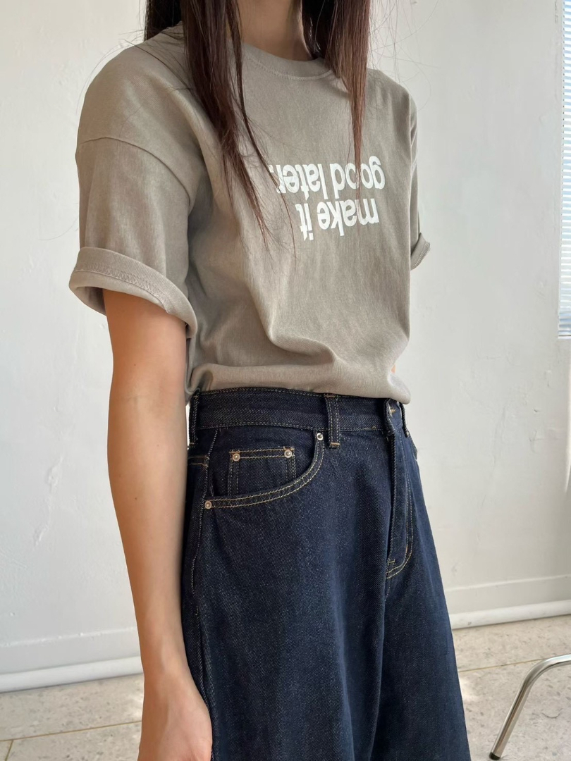 闆娘自留款★水洗刷色挺版棉字母T