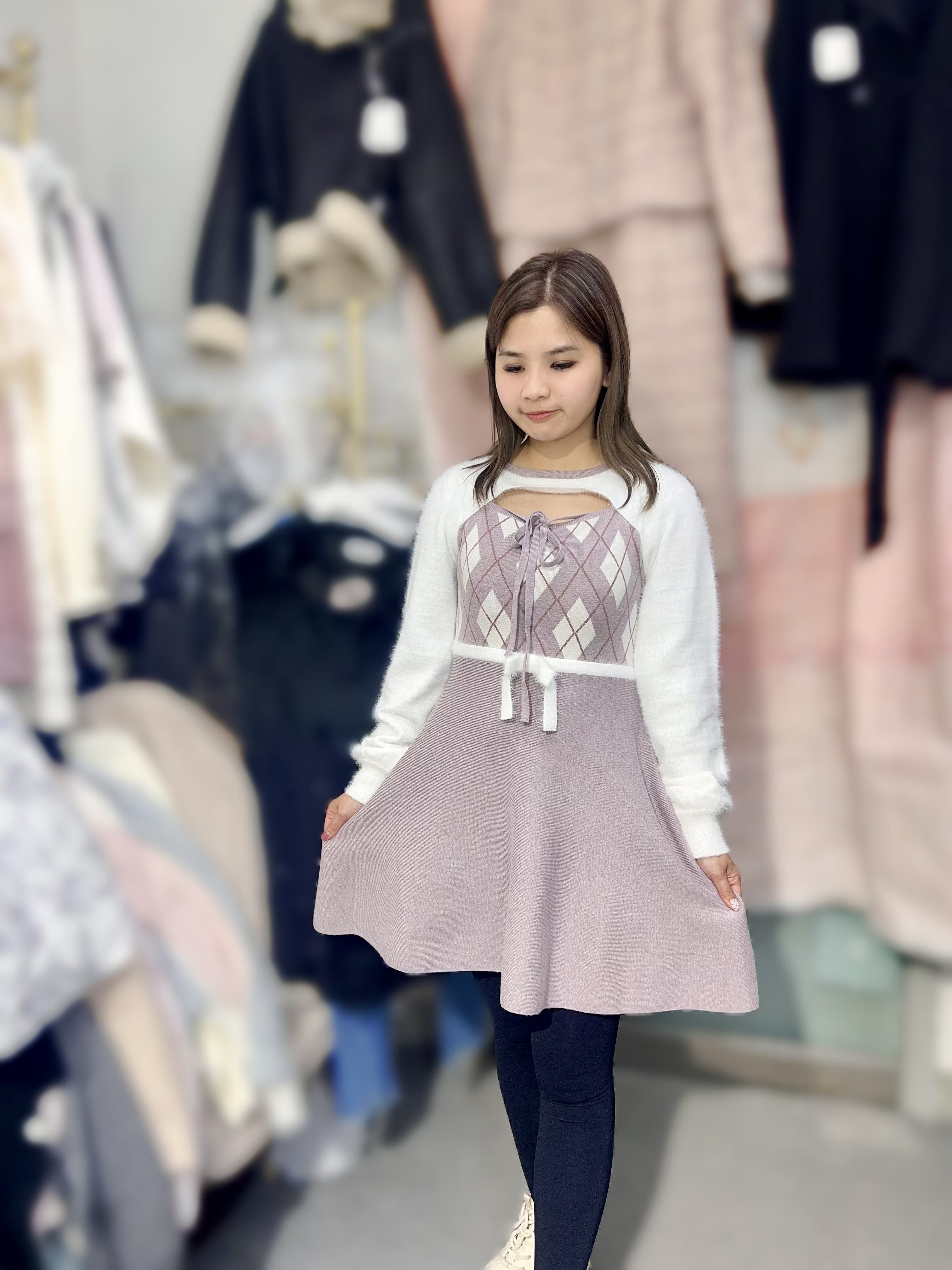 （現貨） JK20  日牌 Evelyn    菱形連身裙 胸 34-40/ 長30 腰 27-34 hip 44-54  $699