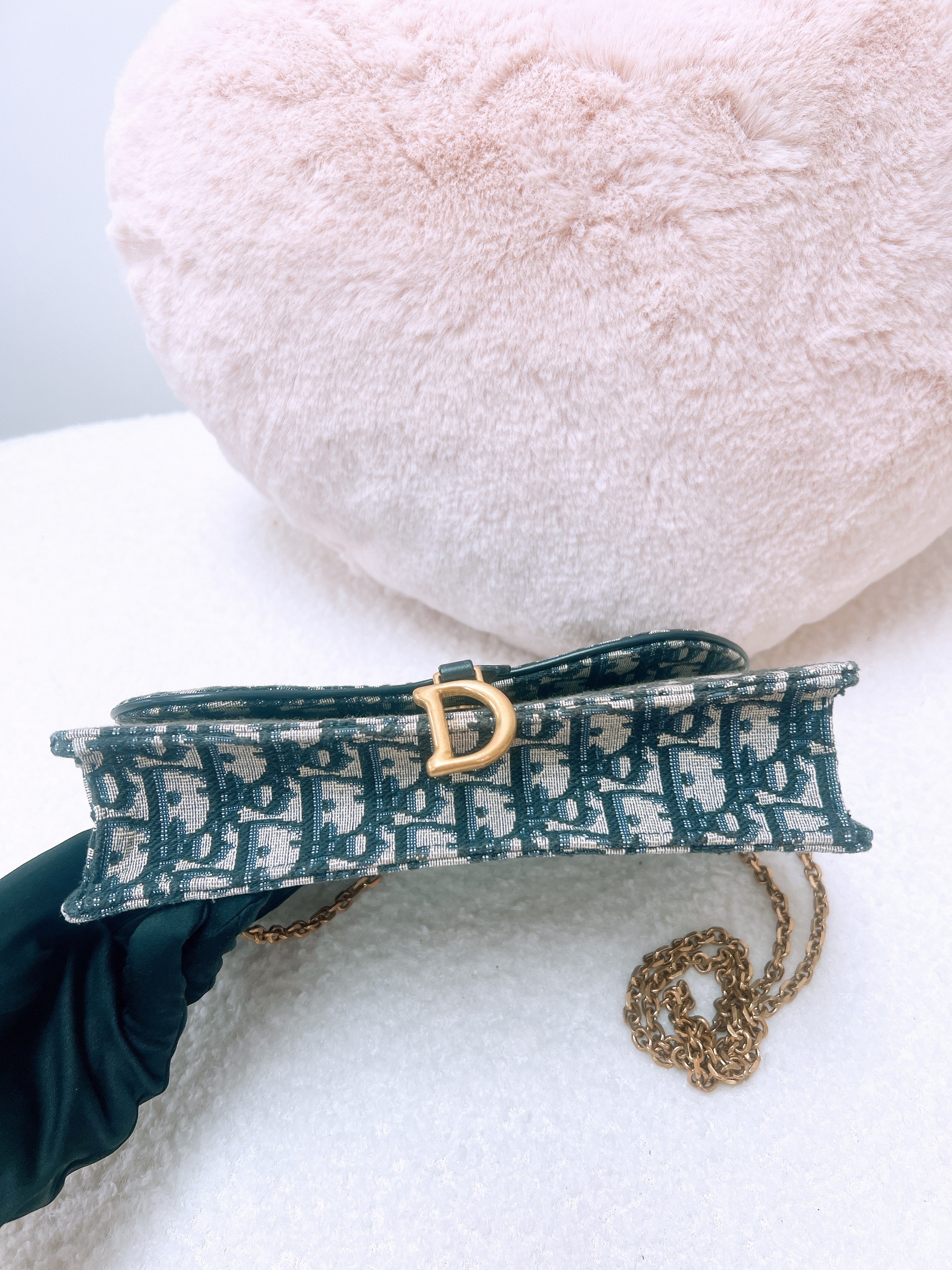 Dior saddle woc / wallet on chain (blue oblique)