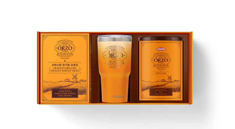 VL033 Orzo 有機農大麥咖啡 (麥茶) 禮盒套裝 (ORZO 保溫杯 550ml + 一盒50條*3.5g + 罐裝 200g*1)